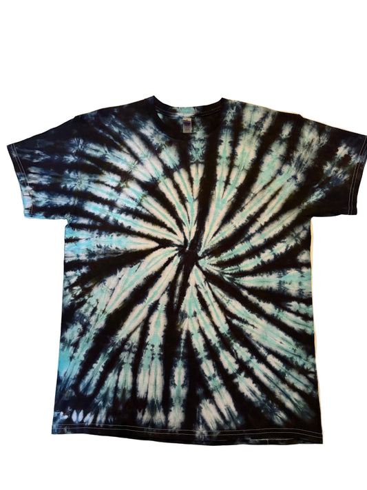 Teal & Black Spiral T-Shirt - Adults