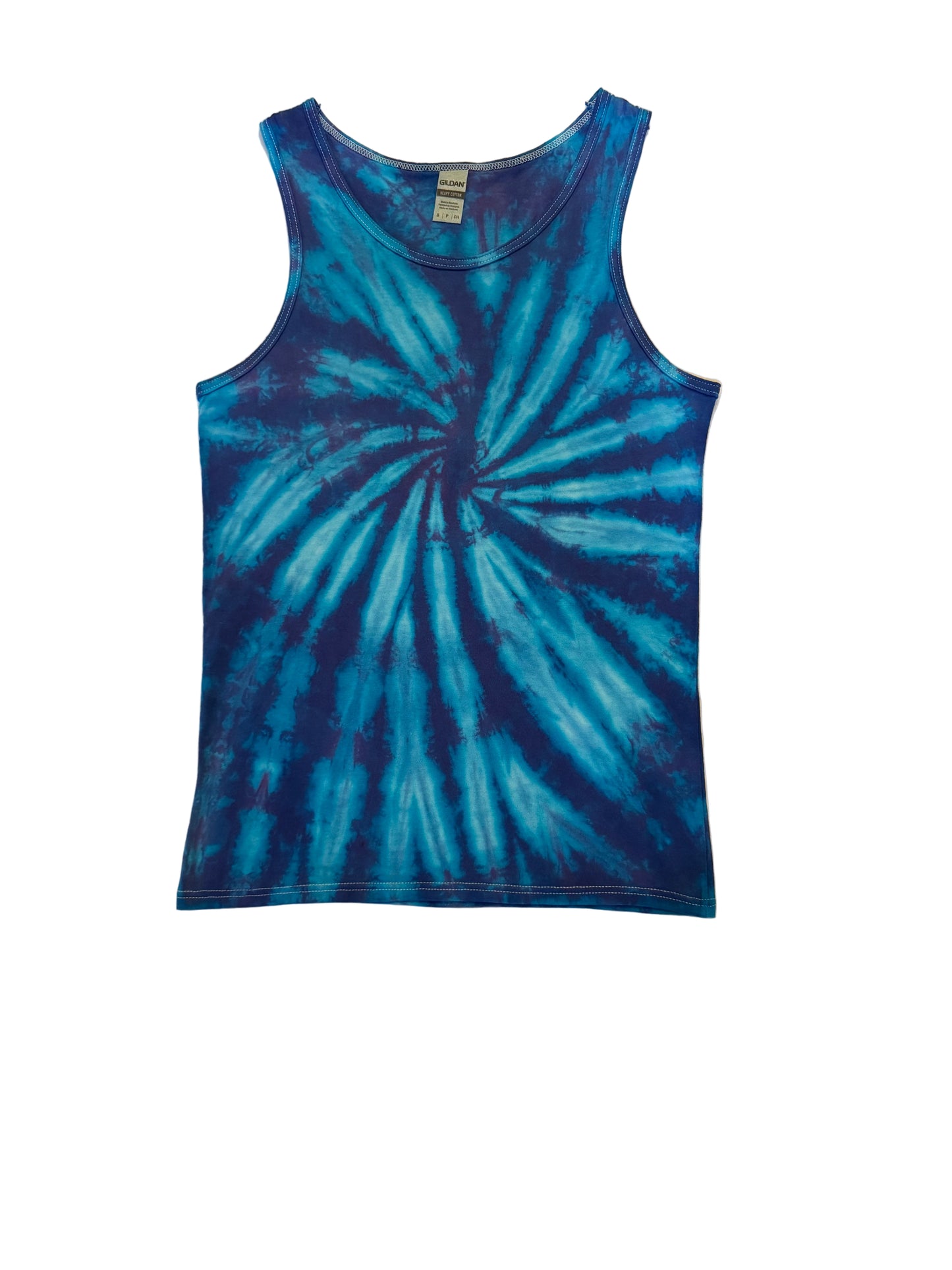 Blue Spiral Tie Dye Singlet - Adults