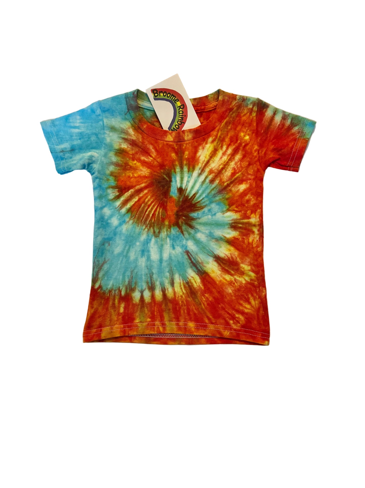 Kids Pindan Orange and Sky Blue Spiral T-shirt