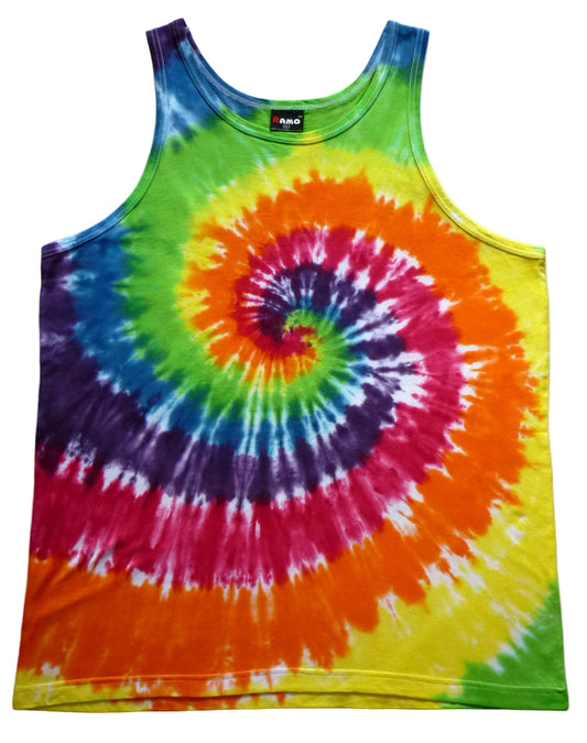 Rainbow Spiral Tie Dye Singlet - Adults